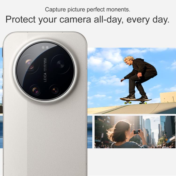 Self-positioning glass rear camera lens film installed on a phone camera module