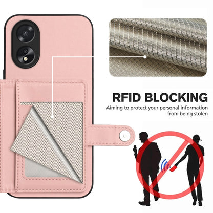 Pink RFID phone wallet case with mesh card window and flip cover with button