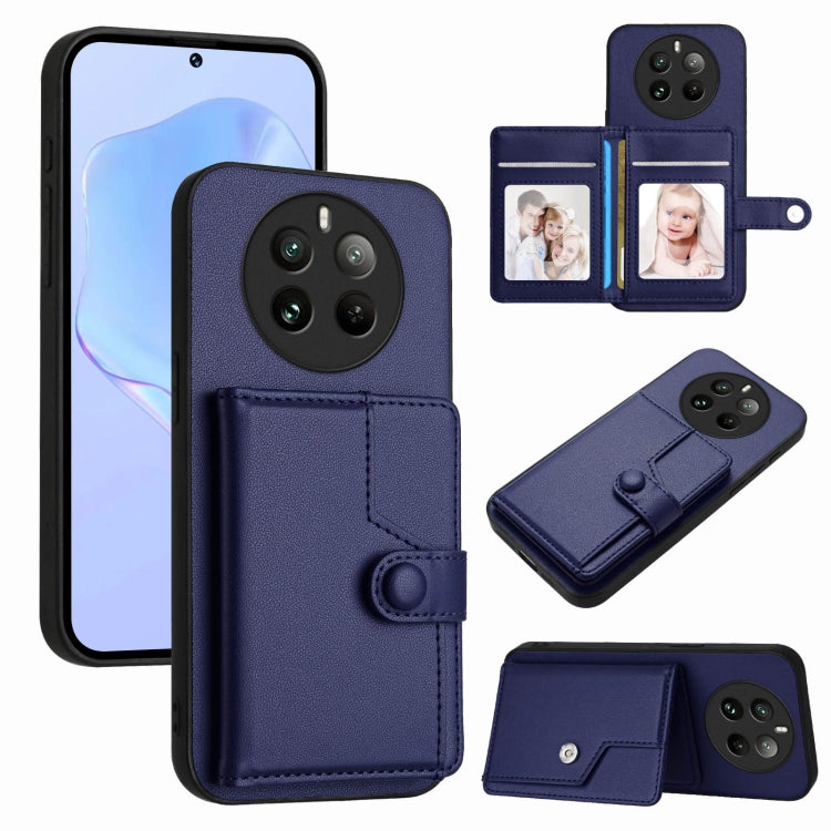 Button Card Bag RFID Anti-theft Phone Case, For Realme 14, For Realme 14 Pro+, For Realme 14 Pro, For Realme 13 Pro / 13 Pro+ 5G, For Realme GT Neo6 SE, For Realme 12 Pro+ / 12 Pro, For Realme 12+ 5G / P1 5G