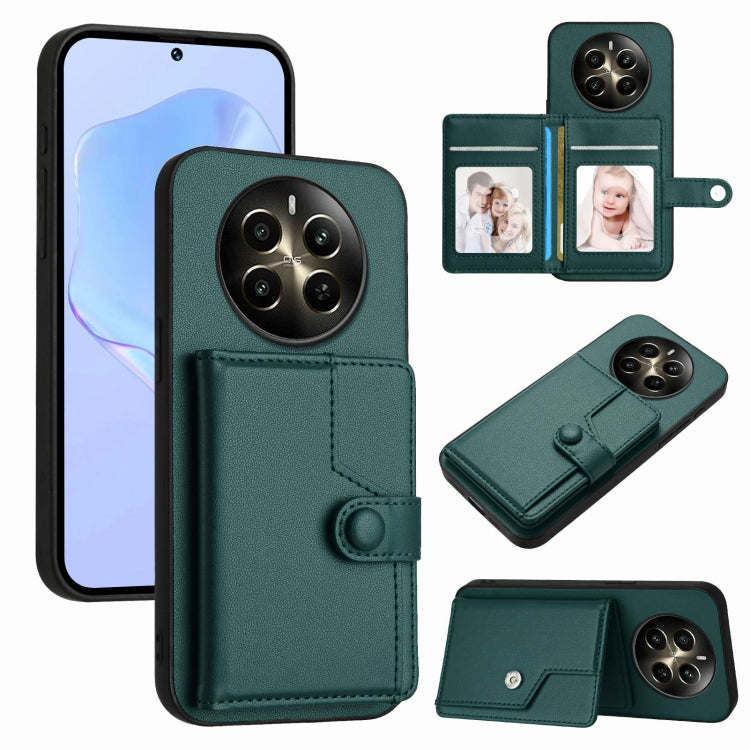Button Card Bag RFID Anti-theft Phone Case, For Realme 14, For Realme 14 Pro+, For Realme 14 Pro, For Realme 13 Pro / 13 Pro+ 5G, For Realme GT Neo6 SE, For Realme 12 Pro+ / 12 Pro, For Realme 12+ 5G / P1 5G