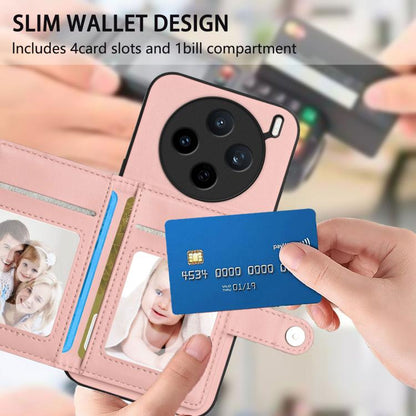 Button Card Bag RFID Anti-theft Phone Case, For vivo X200s, For vivo Y29 4G / T4x / Y300t, For vivo V50 / V50e, For vivo X200 Ultra, For vivo V50 Lite 4G, For vivo Y39 5G / Y300i, For vivo Y200