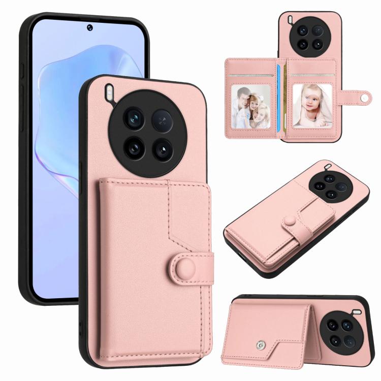 Button Card Bag RFID Anti-theft Phone Case, For vivo X200s, For vivo Y29 4G / T4x / Y300t, For vivo V50 / V50e, For vivo X200 Ultra, For vivo V50 Lite 4G, For vivo Y39 5G / Y300i, For vivo Y200