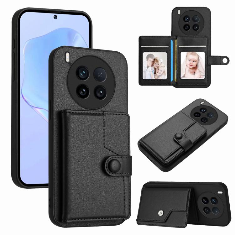 Button Card Bag RFID Anti-theft Phone Case, For vivo X200s, For vivo Y29 4G / T4x / Y300t, For vivo V50 / V50e, For vivo X200 Ultra, For vivo V50 Lite 4G, For vivo Y39 5G / Y300i, For vivo Y200