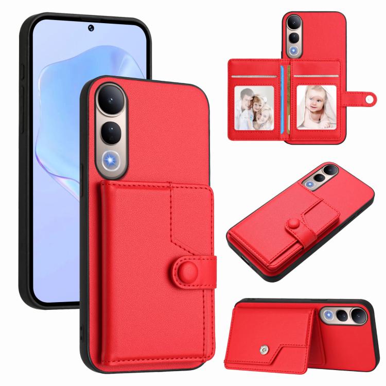 Button Card Bag RFID Anti-theft Phone Case, For vivo X200s, For vivo Y29 4G / T4x / Y300t, For vivo V50 / V50e, For vivo X200 Ultra, For vivo V50 Lite 4G, For vivo Y39 5G / Y300i, For vivo Y200