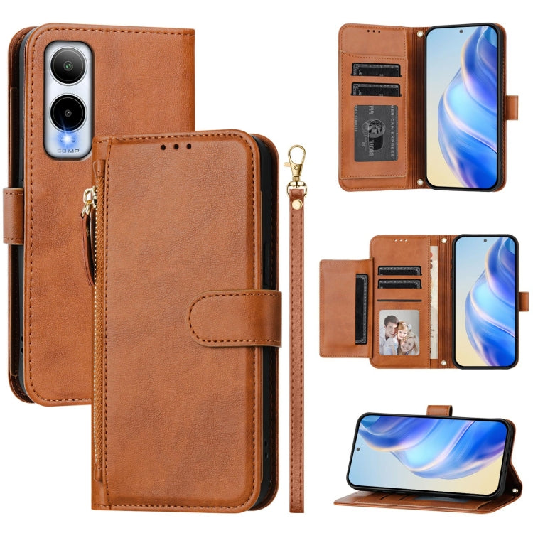 Multi-Card Slots Zipper Wallet Leather Phone Case, For Cricket Icon Plus 2026 / Icon 7 5G, For Cricket Icon 6
