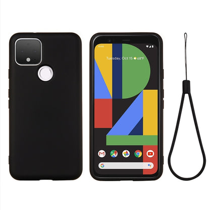 Black full-coverage liquid silicone phone case with camera and button cutouts, with strap
