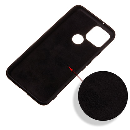 Black full-coverage silicone phone case with textured grip detail near the back