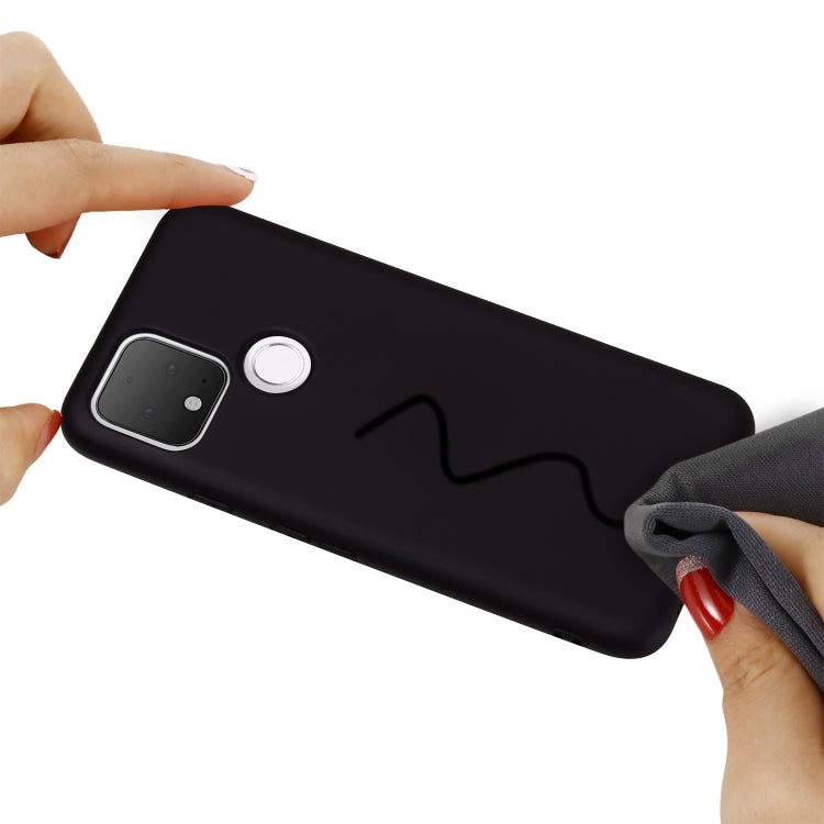 Black full-coverage liquid silicone phone case with camera, lens, and side button openings