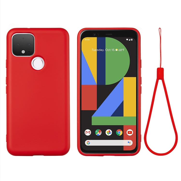 Red liquid silicone shockproof phone case with full coverage, camera cutout, and strap
