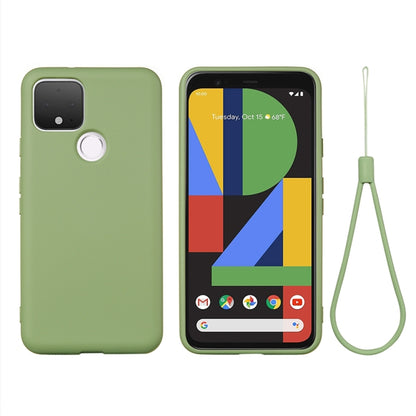 Green liquid silicone shockproof phone case with full coverage, camera cutout, and strap