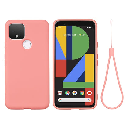 Pink liquid silicone shockproof phone case with full coverage, camera cutout, and strap