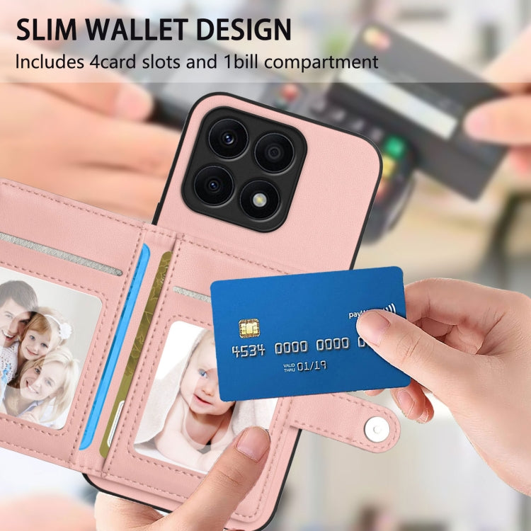 Button Card Bag RFID Anti-theft Phone Case, For Honor X8a, For Honor X9a / Magic5 Lite