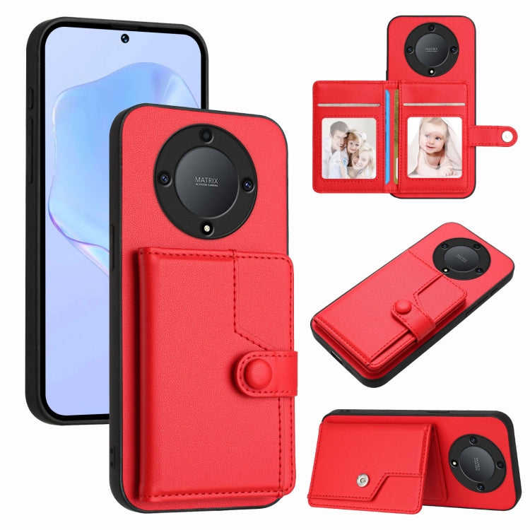 Button Card Bag RFID Anti-theft Phone Case, For Honor X8a, For Honor X9a / Magic5 Lite