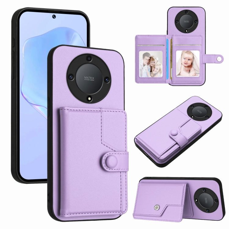 Button Card Bag RFID Anti-theft Phone Case, For Honor X8a, For Honor X9a / Magic5 Lite