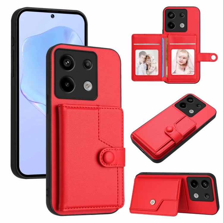 Button Card Bag RFID Anti-theft Phone Case, For Redmi Turbo 4 Pro / Xiaomi Poco F7, For Redmi A5 4G 171.7mm / Xiaomi Poco C71, For Redmi Note 13R / 13 4G, For Redmi Turbo 3, For Redmi A3 4G Global, For Redmi Note 13 Pro 4G Global                       ...