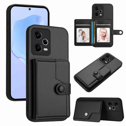 Button Card Bag RFID Anti-theft Phone Case, For Redmi Note 12S 4G Global, For Redmi Note 12 4G Global, For Redmi Note 12 Pro+ Global, For Redmi Note 12 Pro 5G Global, For Redmi Note 12 Pro Speed, For Redmi Note 12 5G Global, For Redmi 12C / 11A        ...