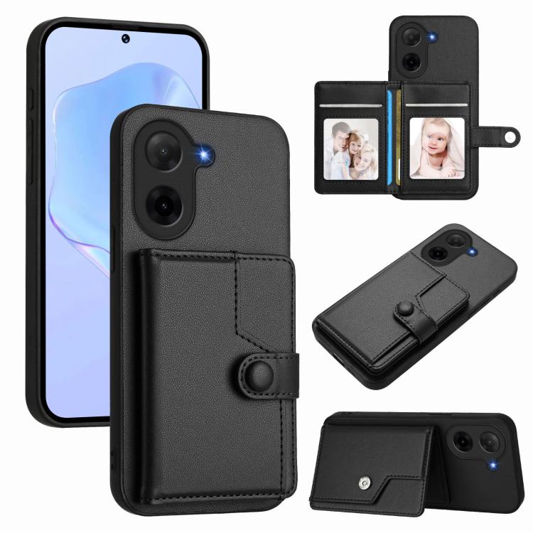 Button Card Bag RFID Anti-theft Phone Case, For Redmi Turbo 4 Pro / Xiaomi Poco F7, For Redmi A5 4G 171.7mm / Xiaomi Poco C71, For Redmi Note 13R / 13 4G, For Redmi Turbo 3, For Redmi A3 4G Global, For Redmi Note 13 Pro 4G Global                       ...