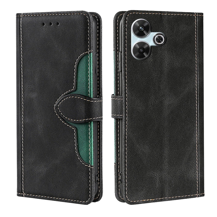 Black leather wallet phone case with magnetic buckle, card slots, and flip cover.