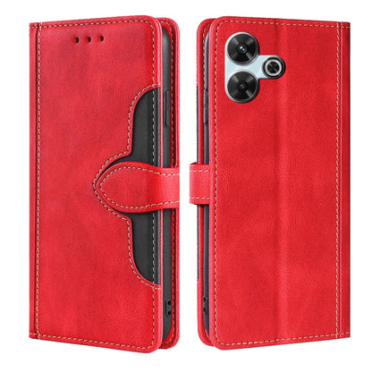 Red leather magnetic buckle phone case with card slot and stand flip cover
