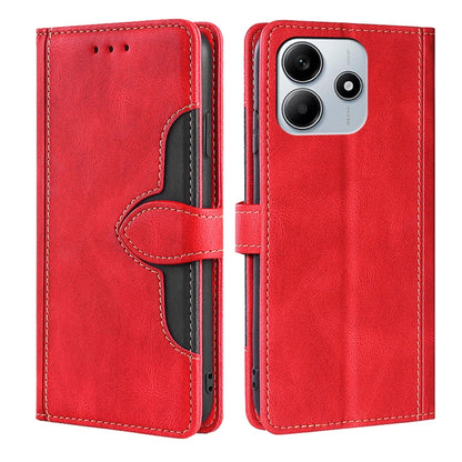 Red magnetic buckle leather phone case with gray inner flap