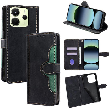 Black magnetic buckle leather phone case with card slots and stand
