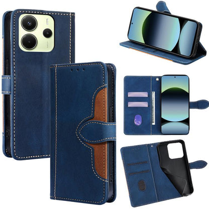 Blue magnetic buckle leather phone case with card slots and stand