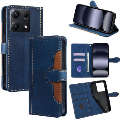 Blue leather magnetic buckle phone case with folio cover, card slots, and wallet-style flap