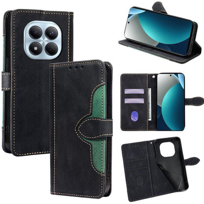 Black leather magnetic buckle wallet phone case with card slots and viewing stand