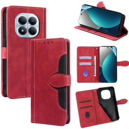 Red leather magnetic buckle phone wallet case with card slots and kickstand