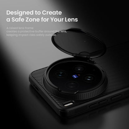 Black phone case with raised camera ring and open flip lens cover