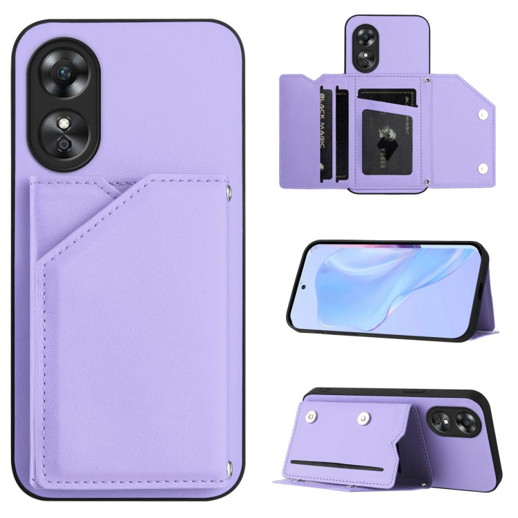 Skin Feel Four Card Slots Phone Case with Wrist Strap, For OPPO A38 4G / A18 4G Global, For OPPO A58 4G Global, For OPPO Reno10 Pro 5G Global, For OPPO A78 4G Global, For OPPO A17, For OPPO A79 5G Global
