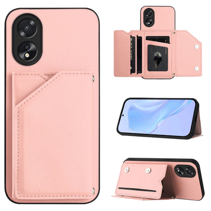 Skin Feel Four Card Slots Phone Case with Wrist Strap, For OPPO A38 4G / A18 4G Global, For OPPO A58 4G Global, For OPPO Reno10 Pro 5G Global, For OPPO A78 4G Global, For OPPO A17, For OPPO A79 5G Global