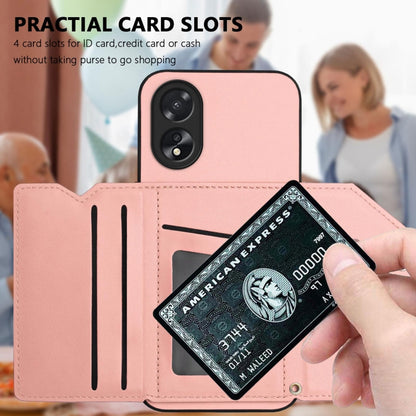 Skin Feel Four Card Slots Phone Case with Wrist Strap, For OPPO A38 4G / A18 4G Global, For OPPO A58 4G Global, For OPPO Reno10 Pro 5G Global, For OPPO A78 4G Global, For OPPO A17, For OPPO A79 5G Global