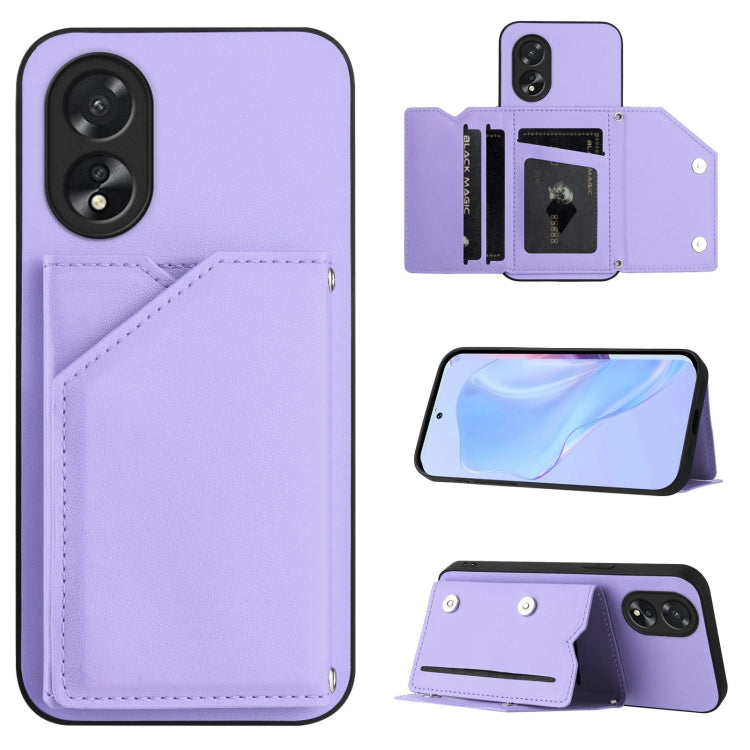 Skin Feel Four Card Slots Phone Case with Wrist Strap, For OPPO A38 4G / A18 4G Global, For OPPO A58 4G Global, For OPPO Reno10 Pro 5G Global, For OPPO A78 4G Global, For OPPO A17, For OPPO A79 5G Global
