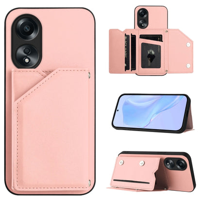 Pink phone case with four card slots and wrist strap, folio style