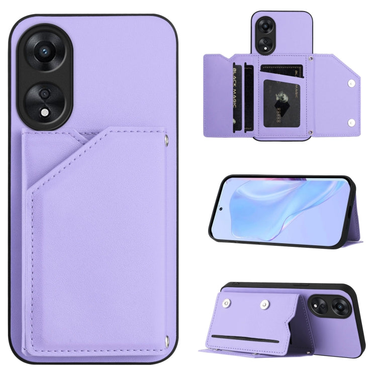 Skin Feel Four Card Slots Phone Case with Wrist Strap, For OPPO A38 4G / A18 4G Global, For OPPO A58 4G Global, For OPPO Reno10 Pro 5G Global, For OPPO A78 4G Global, For OPPO A17, For OPPO A79 5G Global