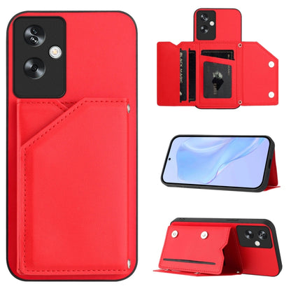 Skin Feel Four Card Slots Phone Case with Wrist Strap, For OPPO A38 4G / A18 4G Global, For OPPO A58 4G Global, For OPPO Reno10 Pro 5G Global, For OPPO A78 4G Global, For OPPO A17, For OPPO A79 5G Global