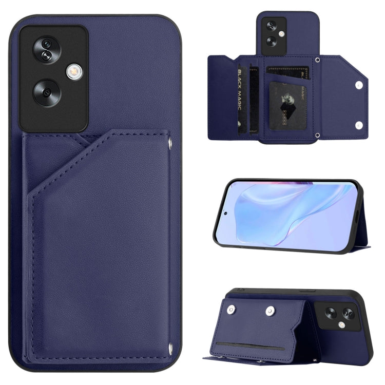Skin Feel Four Card Slots Phone Case with Wrist Strap, For OPPO A38 4G / A18 4G Global, For OPPO A58 4G Global, For OPPO Reno10 Pro 5G Global, For OPPO A78 4G Global, For OPPO A17, For OPPO A79 5G Global