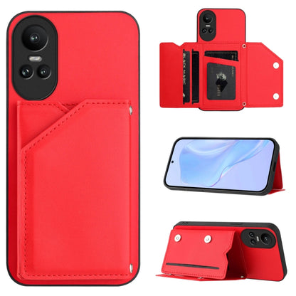 Skin Feel Four Card Slots Phone Case with Wrist Strap, For OPPO A38 4G / A18 4G Global, For OPPO A58 4G Global, For OPPO Reno10 Pro 5G Global, For OPPO A78 4G Global, For OPPO A17, For OPPO A79 5G Global