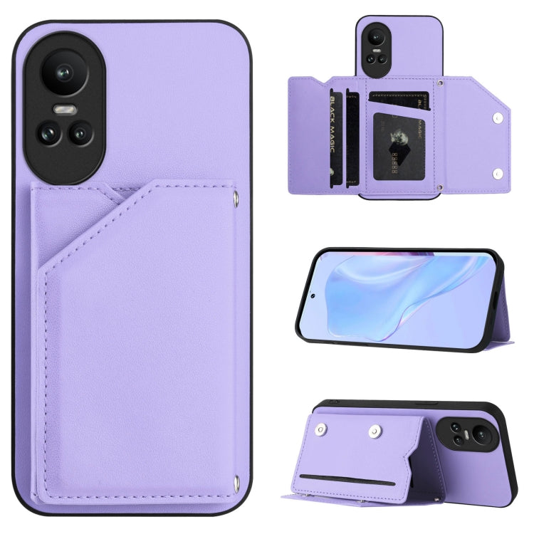 Skin Feel Four Card Slots Phone Case with Wrist Strap, For OPPO A38 4G / A18 4G Global, For OPPO A58 4G Global, For OPPO Reno10 Pro 5G Global, For OPPO A78 4G Global, For OPPO A17, For OPPO A79 5G Global