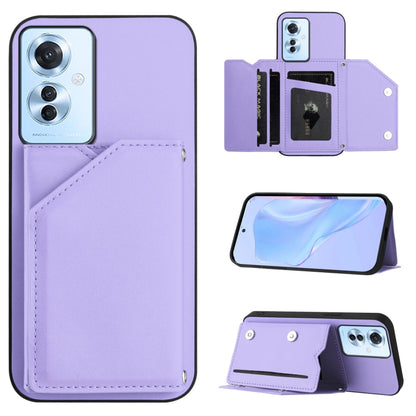 Light purple phone case with card slots and wrist strap, folio flap and stand
