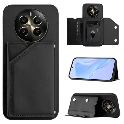 Black phone case with 4 card slots and wrist strap, folio wallet style