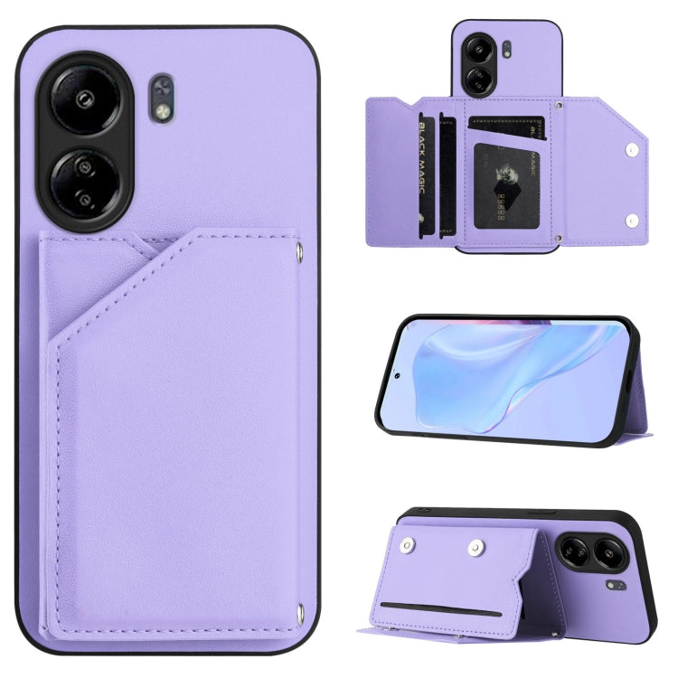 Skin Feel Four Card Slots Phone Case with Wrist Strap, For Redmi Turbo 4 Pro / Poco F7, For Redmi A5 4G 171.7mm / Poco C71, For Redmi Note 13R / Redmi 13, For Redmi A3 4G Global, For Redmi Note 13 Pro 4G Global, For Redmi Note 13 4G Global             ...