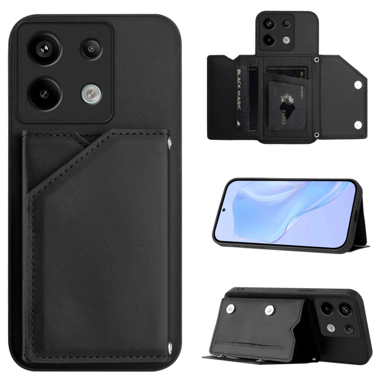 Skin Feel Four Card Slots Phone Case with Wrist Strap, For Redmi Turbo 4 Pro / Poco F7, For Redmi A5 4G 171.7mm / Poco C71, For Redmi Note 13R / Redmi 13, For Redmi A3 4G Global, For Redmi Note 13 Pro 4G Global, For Redmi Note 13 4G Global             ...