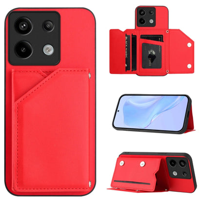 Skin Feel Four Card Slots Phone Case with Wrist Strap, For Redmi Turbo 4 Pro / Poco F7, For Redmi A5 4G 171.7mm / Poco C71, For Redmi Note 13R / Redmi 13, For Redmi A3 4G Global, For Redmi Note 13 Pro 4G Global, For Redmi Note 13 4G Global             ...