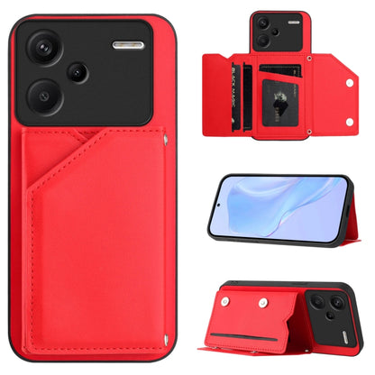 Skin Feel Four Card Slots Phone Case with Wrist Strap, For Redmi Turbo 4 Pro / Poco F7, For Redmi A5 4G 171.7mm / Poco C71, For Redmi Note 13R / Redmi 13, For Redmi A3 4G Global, For Redmi Note 13 Pro 4G Global, For Redmi Note 13 4G Global             ...