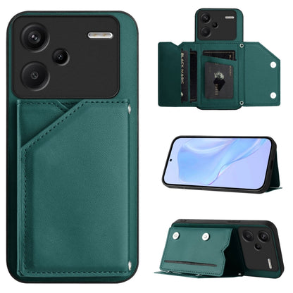 Skin Feel Four Card Slots Phone Case with Wrist Strap, For Redmi Turbo 4 Pro / Poco F7, For Redmi A5 4G 171.7mm / Poco C71, For Redmi Note 13R / Redmi 13, For Redmi A3 4G Global, For Redmi Note 13 Pro 4G Global, For Redmi Note 13 4G Global             ...