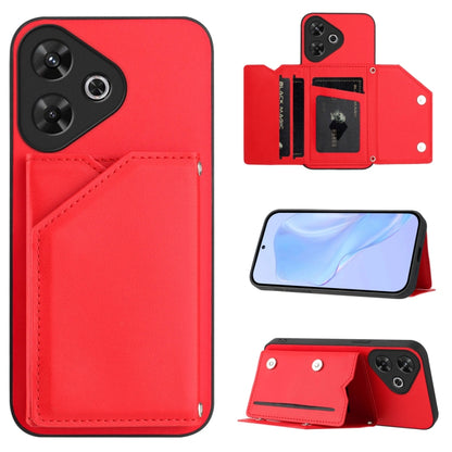 Skin Feel Four Card Slots Phone Case with Wrist Strap, For Redmi Turbo 4 Pro / Poco F7, For Redmi A5 4G 171.7mm / Poco C71, For Redmi Note 13R / Redmi 13, For Redmi A3 4G Global, For Redmi Note 13 Pro 4G Global, For Redmi Note 13 4G Global             ...