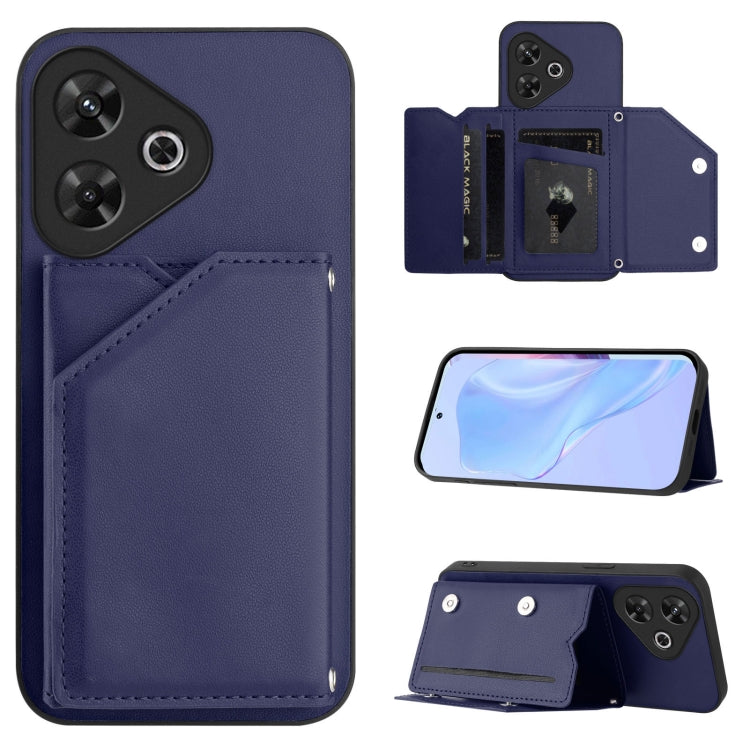 Skin Feel Four Card Slots Phone Case with Wrist Strap, For Redmi Turbo 4 Pro / Poco F7, For Redmi A5 4G 171.7mm / Poco C71, For Redmi Note 13R / Redmi 13, For Redmi A3 4G Global, For Redmi Note 13 Pro 4G Global, For Redmi Note 13 4G Global             ...