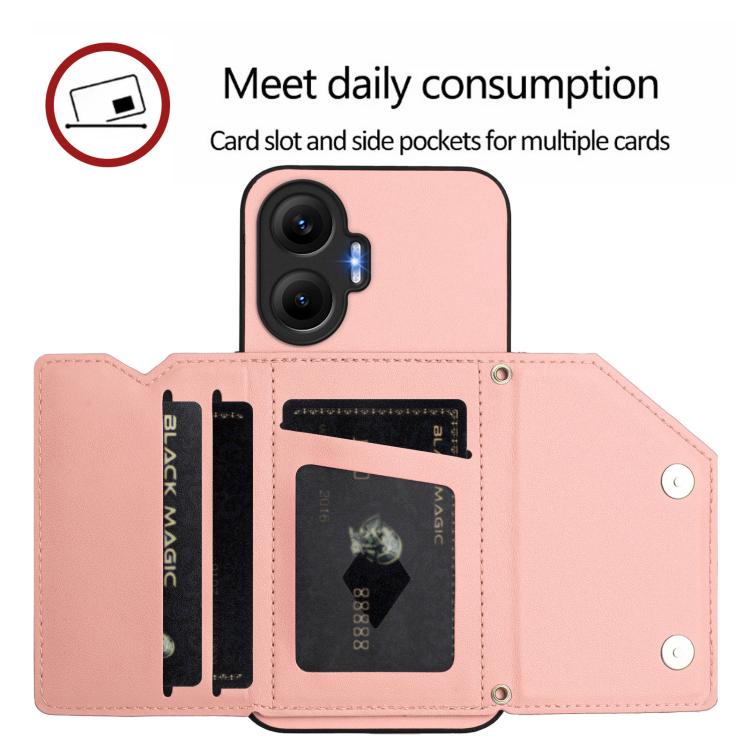 Skin Feel Four Card Slots Phone Case with Wrist Strap, For Redmi Turbo 4 Pro / Poco F7, For Redmi A5 4G 171.7mm / Poco C71, For Redmi Note 13R / Redmi 13, For Redmi A3 4G Global, For Redmi Note 13 Pro 4G Global, For Redmi Note 13 4G Global             ...